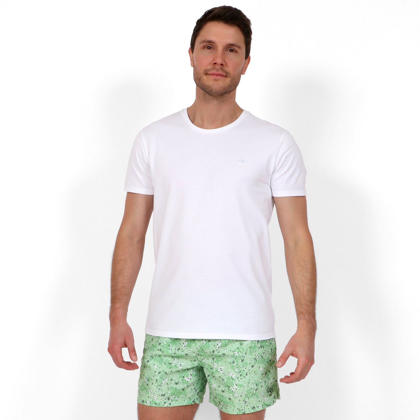 Original Weekend Men's Organic Cotton Urban Fit White T-Shirt on Body Front View