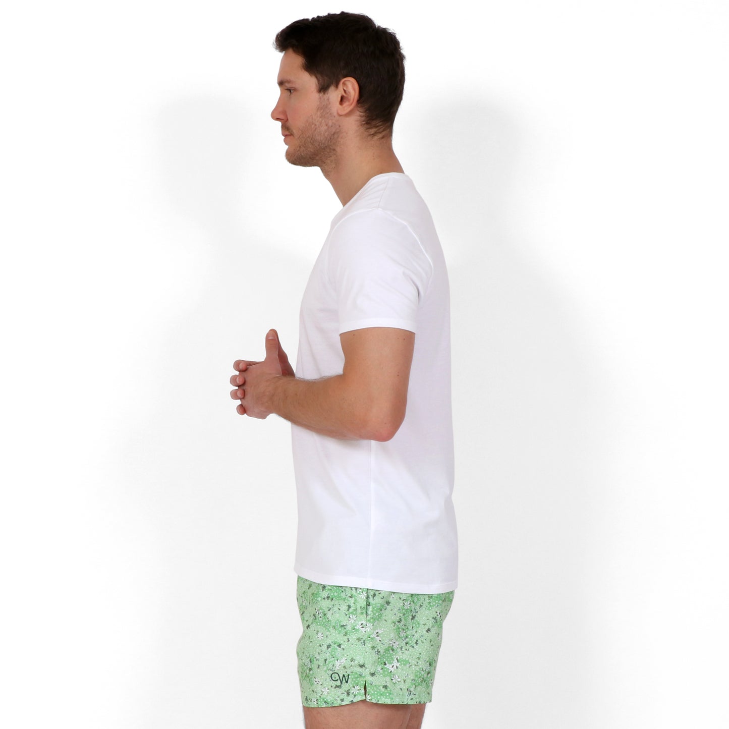 Original Weekend Men's Organic Cotton Urban Fit White T-Shirt on Body Side View