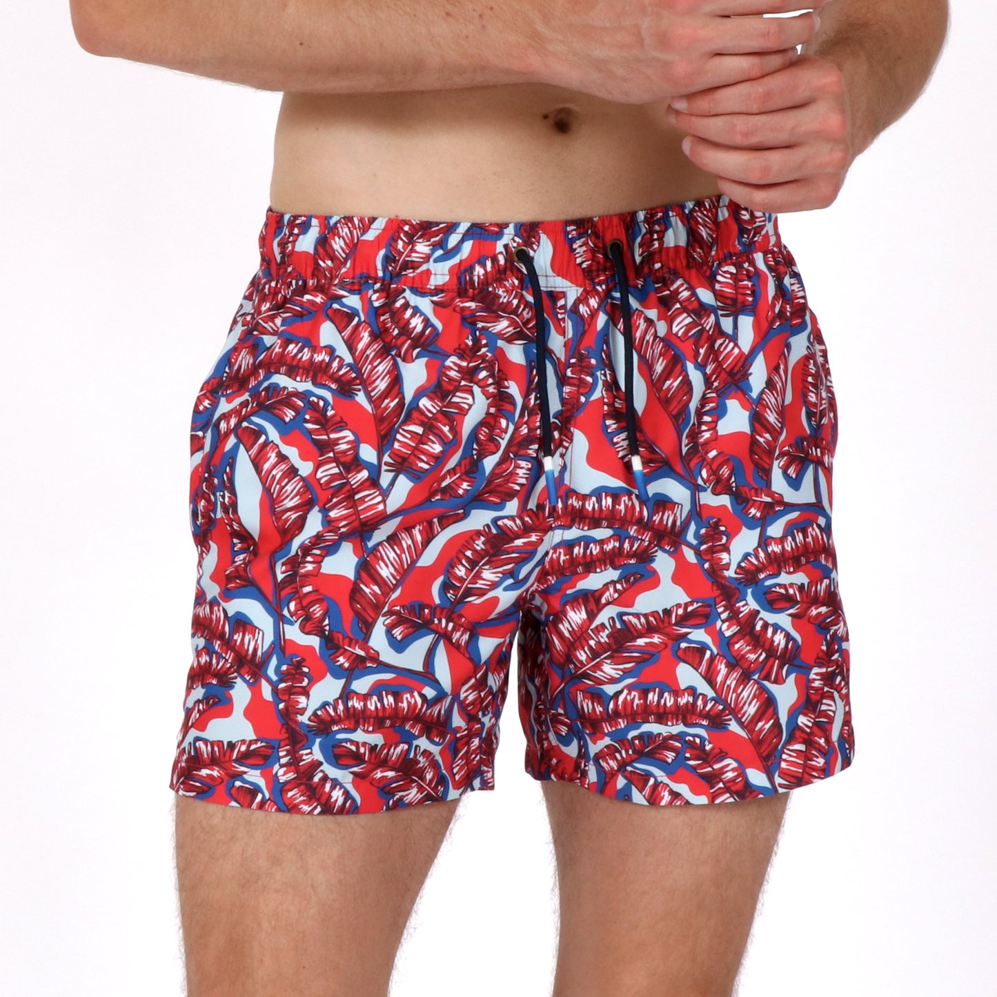 OWSS2202 BANANA LEAF PRINT MEN'S RECYCLED POLYESTER SWIM SHORT