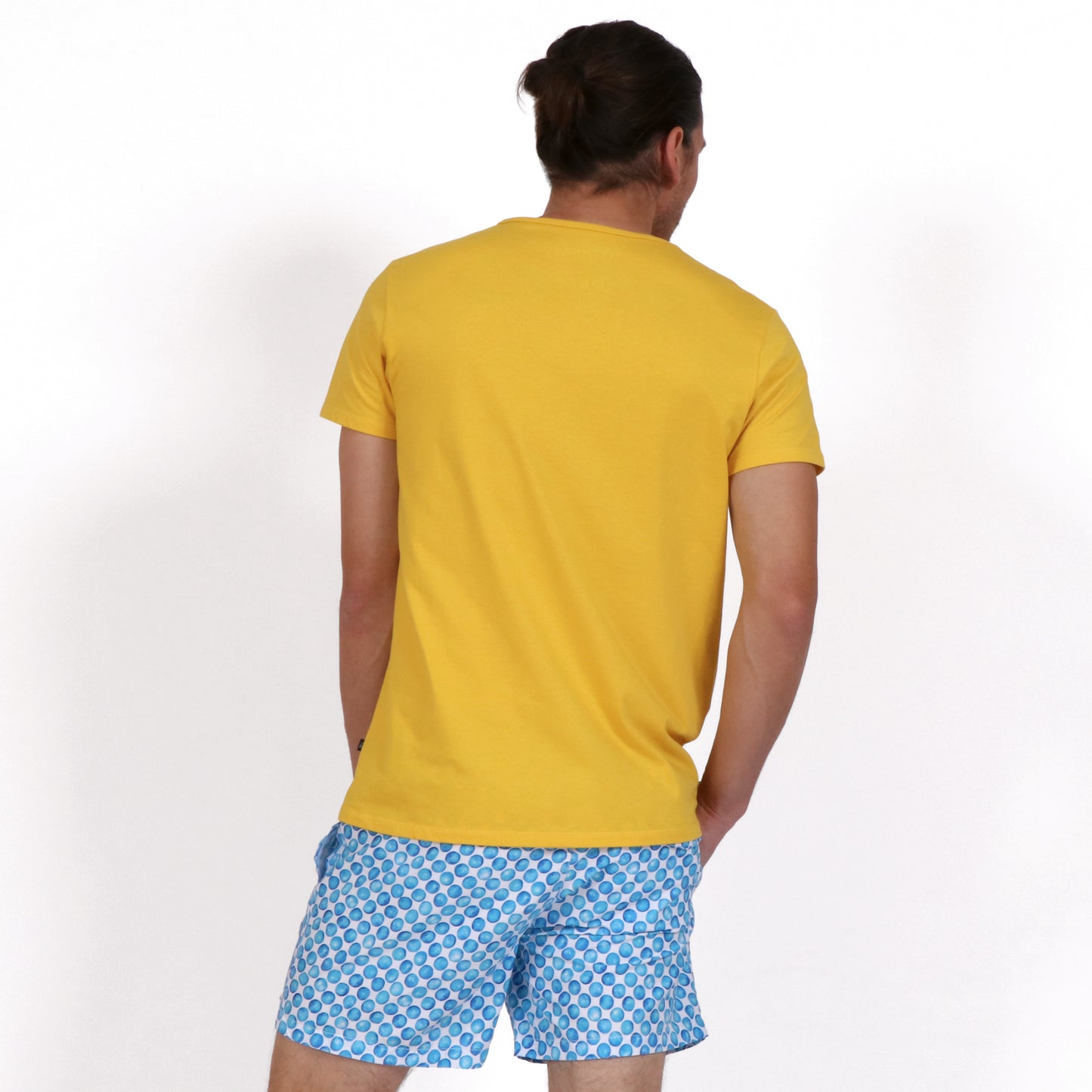 OWTS2204 MELLOW FIELD PRINT MEN'S ORGANIC COTTON T-SHIRT ON BODY BACK VIEW