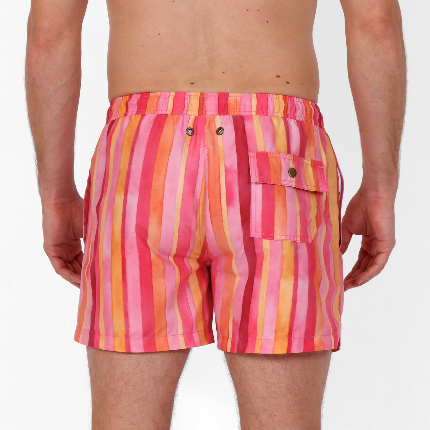 Original Weekend Miami Stripe Men's Sustainable Swim Short on Body Back View