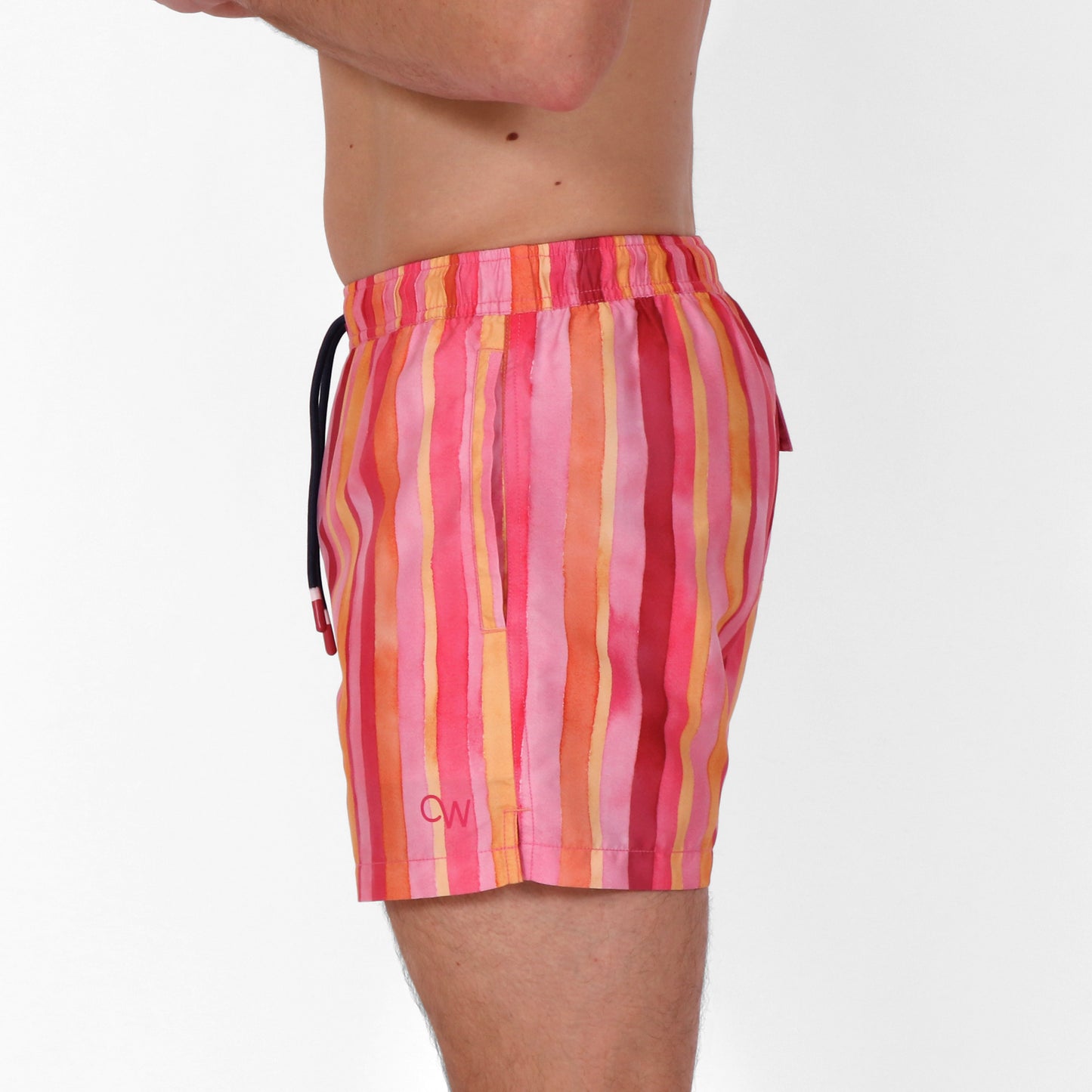 Original Weekend Miami Stripe Men's Sustainable Swim Short on Body Side View