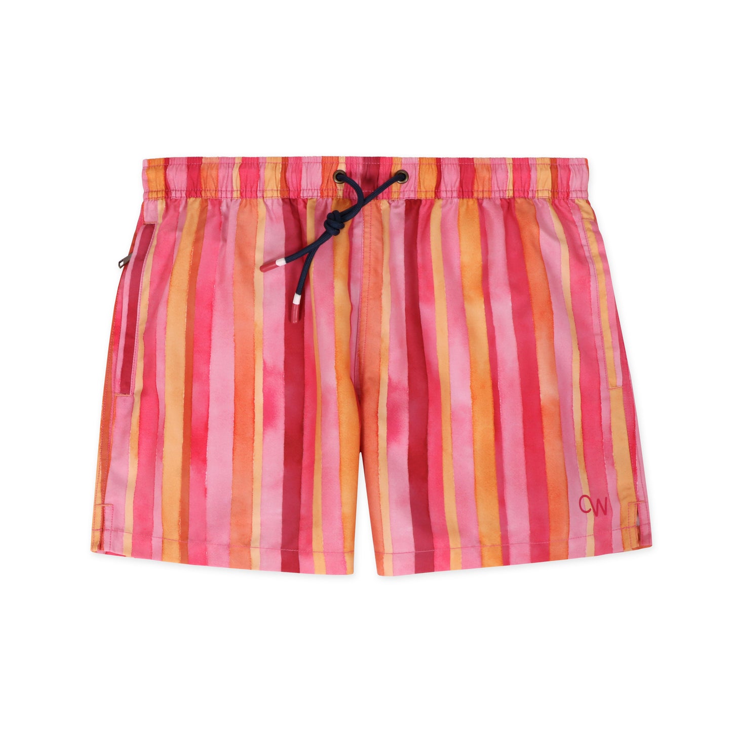 Original Weekend Miami Stripe Men's Sustainable Swim Short Flat Lay