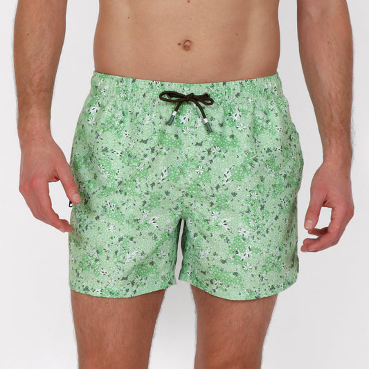 Original Weekend Spring Floral Print Men's Sustainable Swim Short on Body Front View