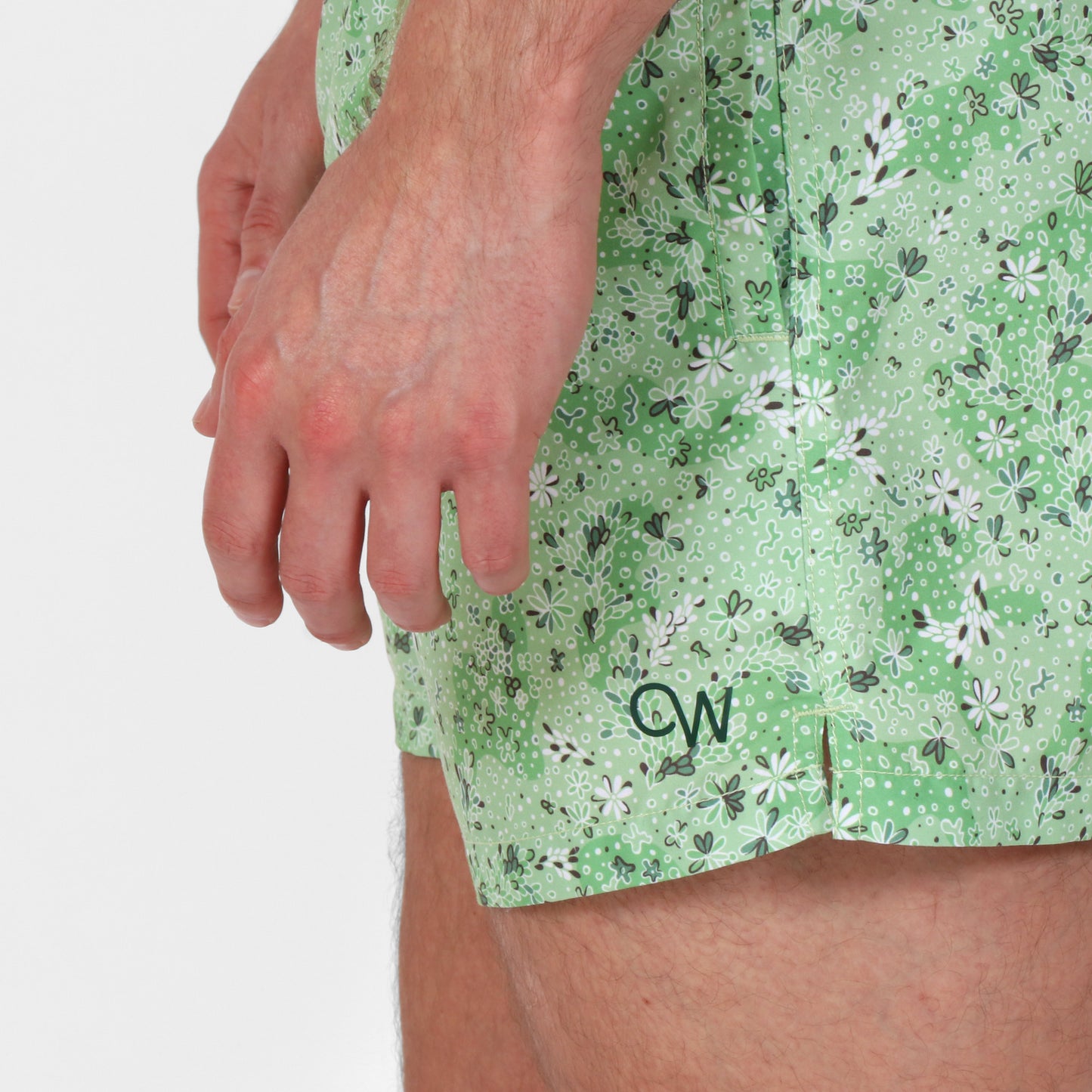 Original Weekend Spring Floral Print Men's Sustainable Swim Short on Body Side Detail