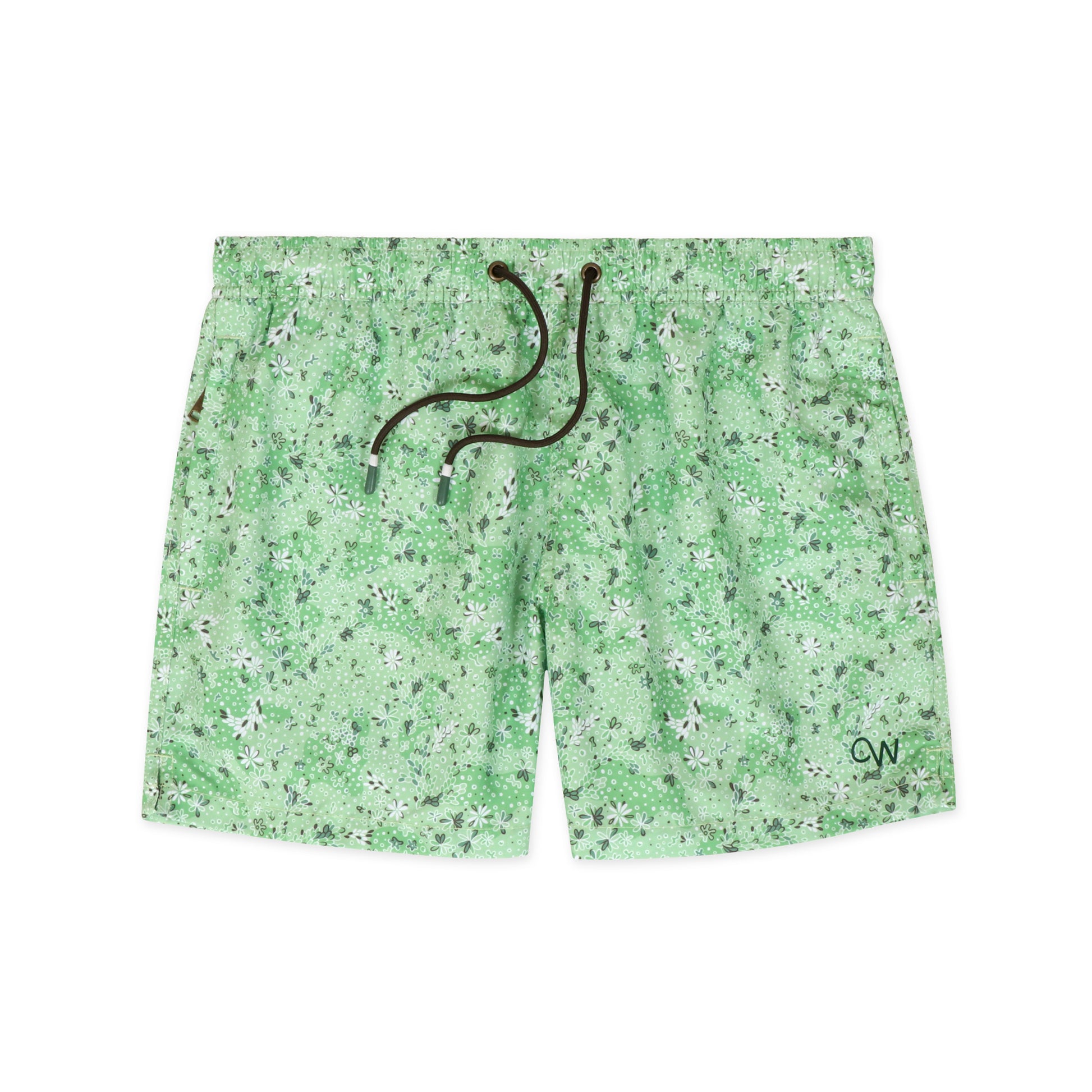Original Weekend Spring Floral Print Men's Sustainable Swim Short Flat Lay