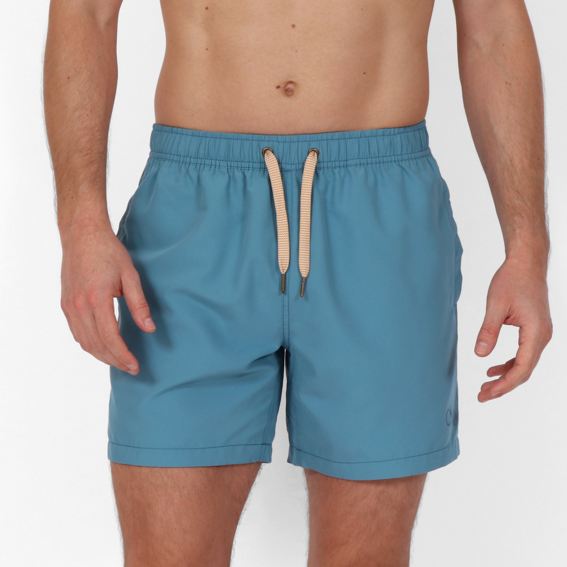 Original Weekend Blue Steel Solid Colour Men's Sustainable Swim Shorts on Body Front View