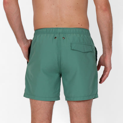 Original Weekend Pine Green Solid Colour Men's Eco Swim Short on Body Back View
