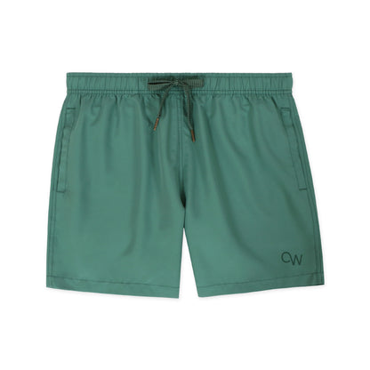 Original Weekend Pine Green Solid Colour Men's Eco Swim Short Flat Lay
