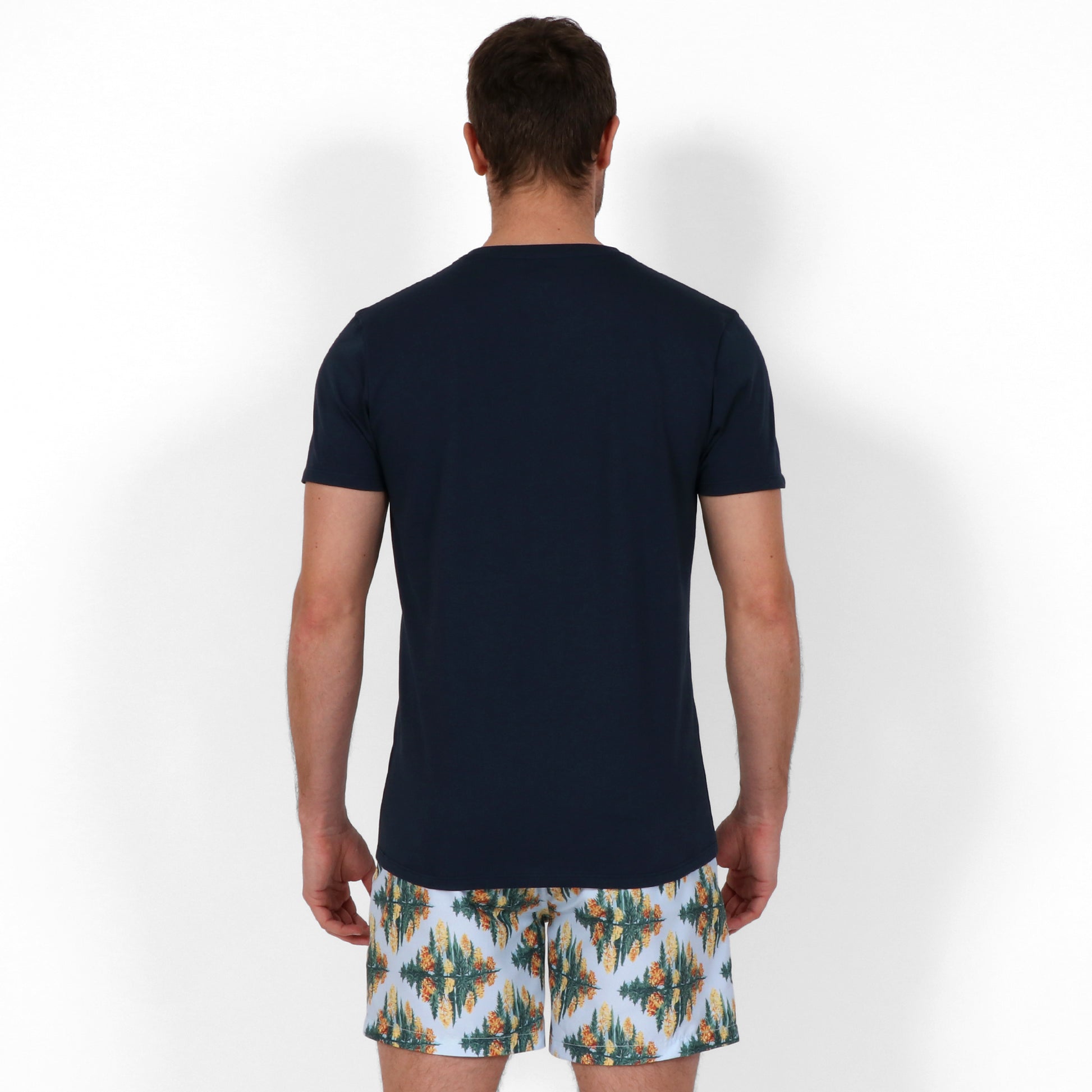 Original Weekend Organic Cotton Men's Urban Fit T-Shirt in Navy on Body Back View