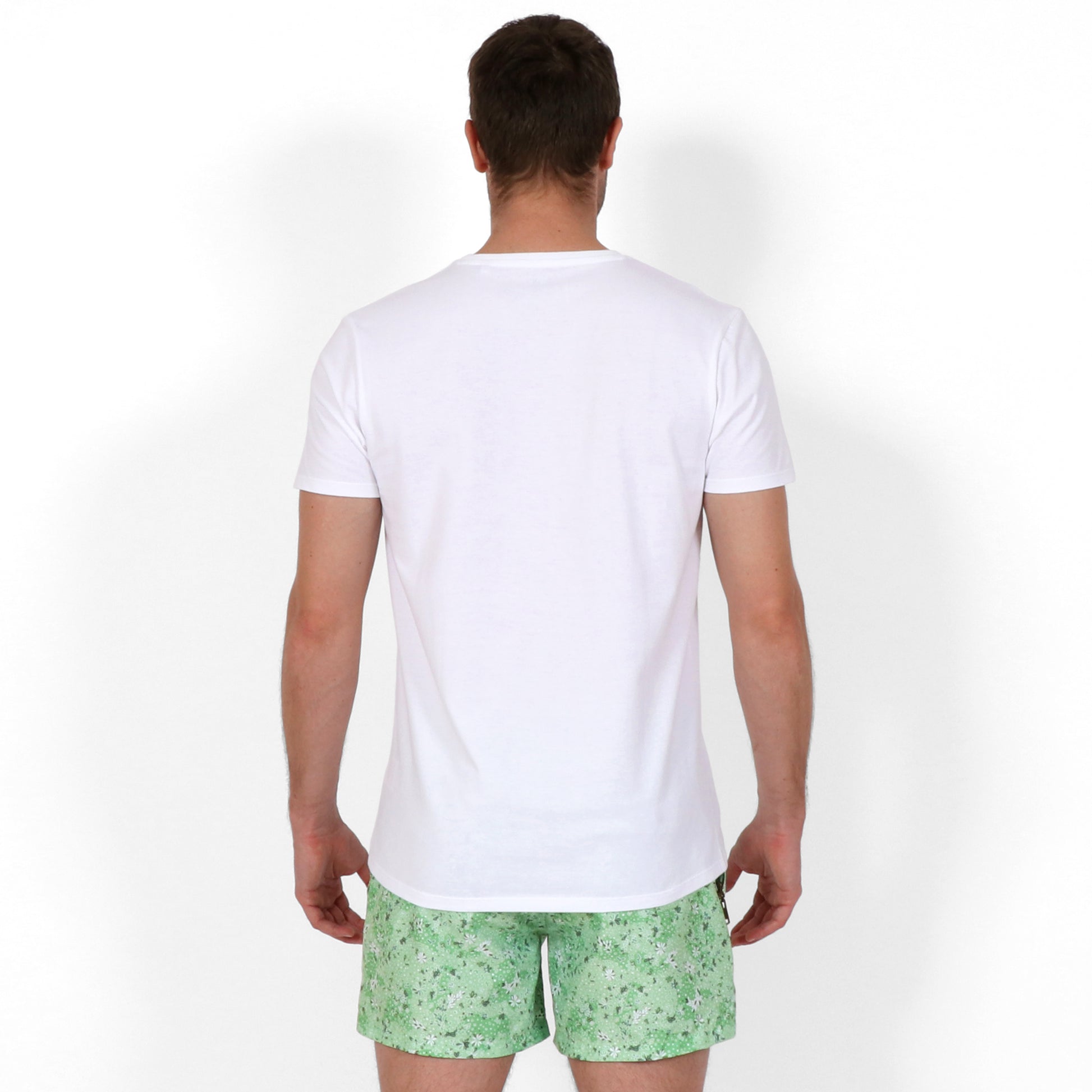 Original Weekend Men's Organic Cotton Urban Fit White T-Shirt on Body Back View