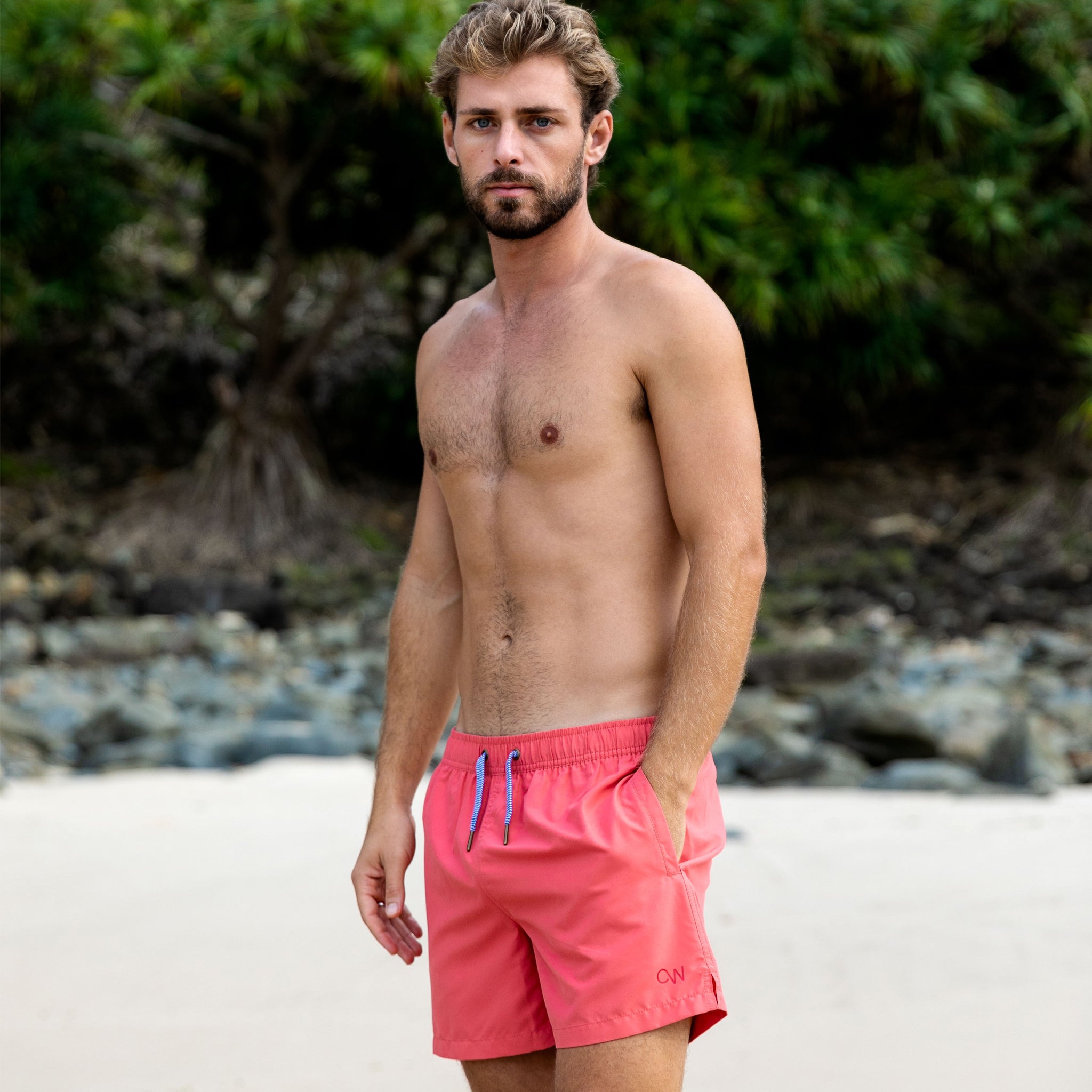 Mens hot cheap pink swim trunks