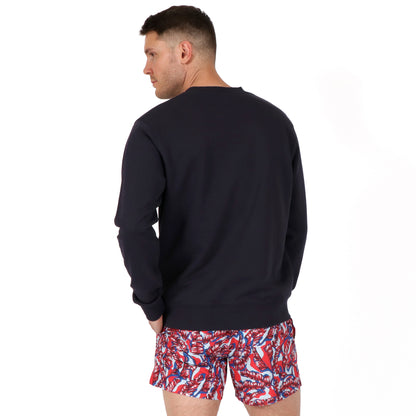 Navy Men's Sustainable Organic Cotton Sweatshirt back on model