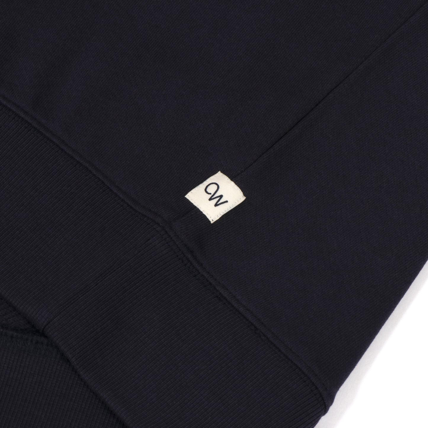 Navy Men's Sustainable Organic Cotton Sweatshirt flat lay detail