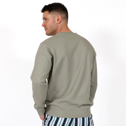 Sage Green Neutral Men's Organic Cotton Sweatshirt back on model