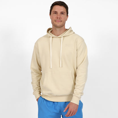 OWLW2302 BISCOTTI MEN'S ORGANIC COTTON HOODIE ON BODY FRONT VIEW