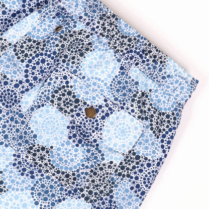 OWSS2003 Denim Blue Spot Print Men's Recycled Polyester Swim Short Back Pocket Detail