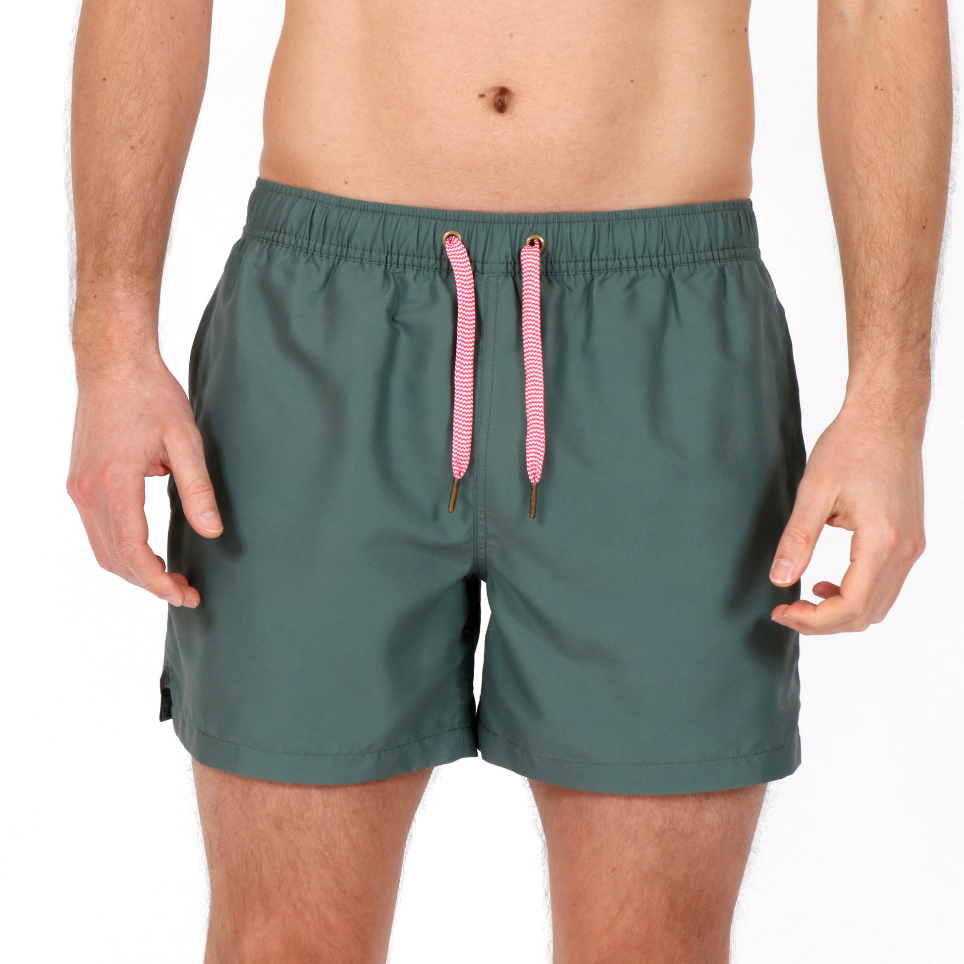 OWSS2102 Olive Green Recycled Polyester Men's Swim Short on body Front
