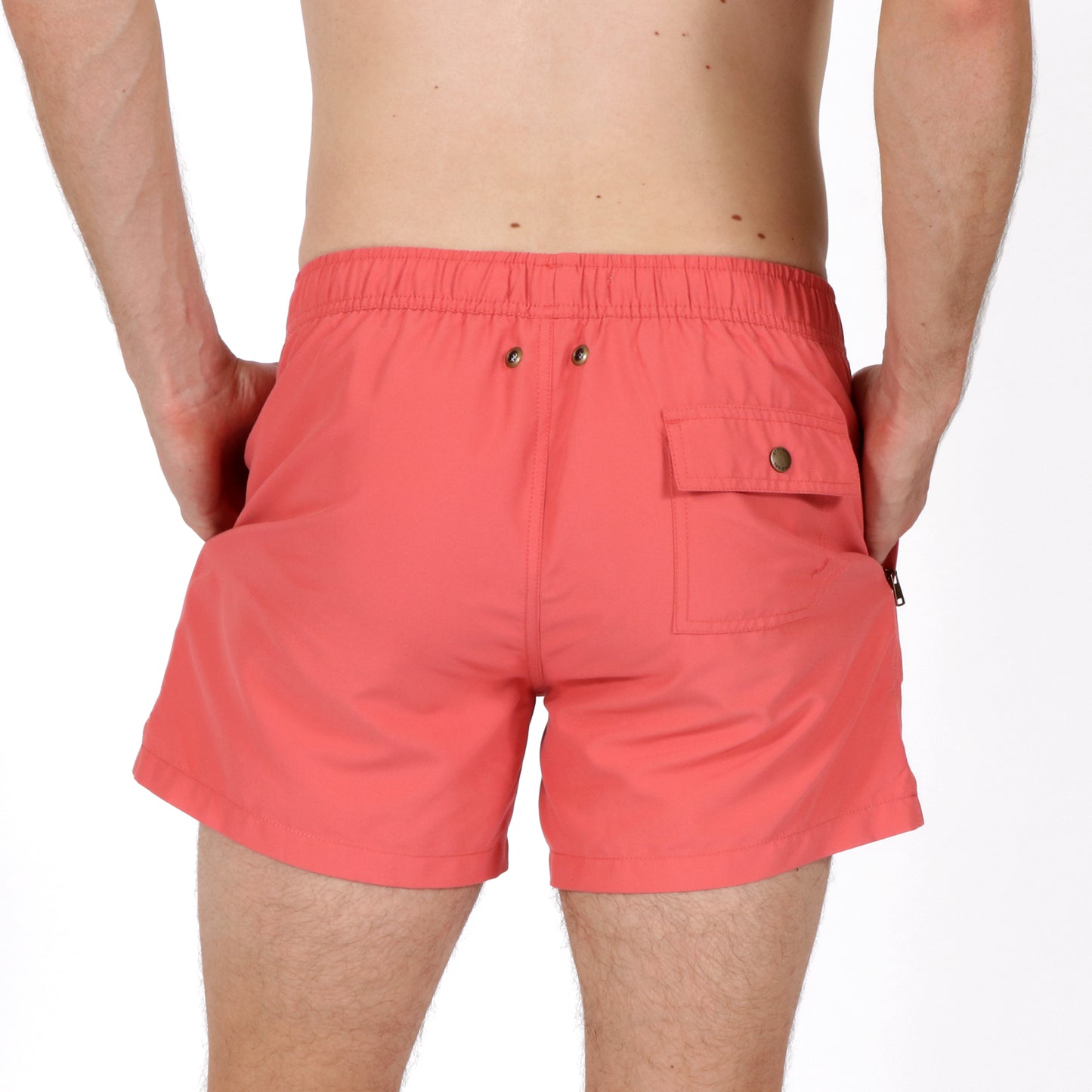OWSS2201 Dark Coral Recycled Polyester Men's Swim Short Back View