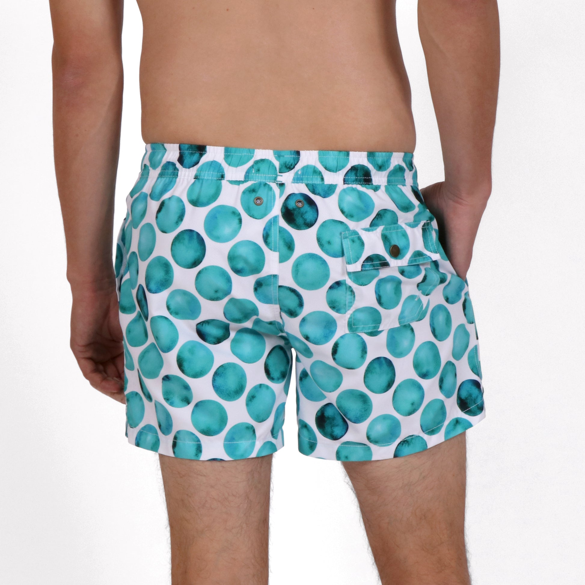 OWSS2204 OCEAN SPOT PRINT SWIM SHORT RECYCLED POLYESTER ON BODY BACK VIEW