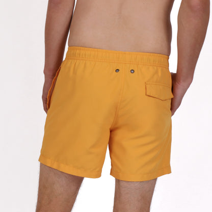 OWSS2208 SUNNY YELLOW COLID COLOUR SWIM SHORT RECYCLED POLYESTER ON BODY BACK VIEW