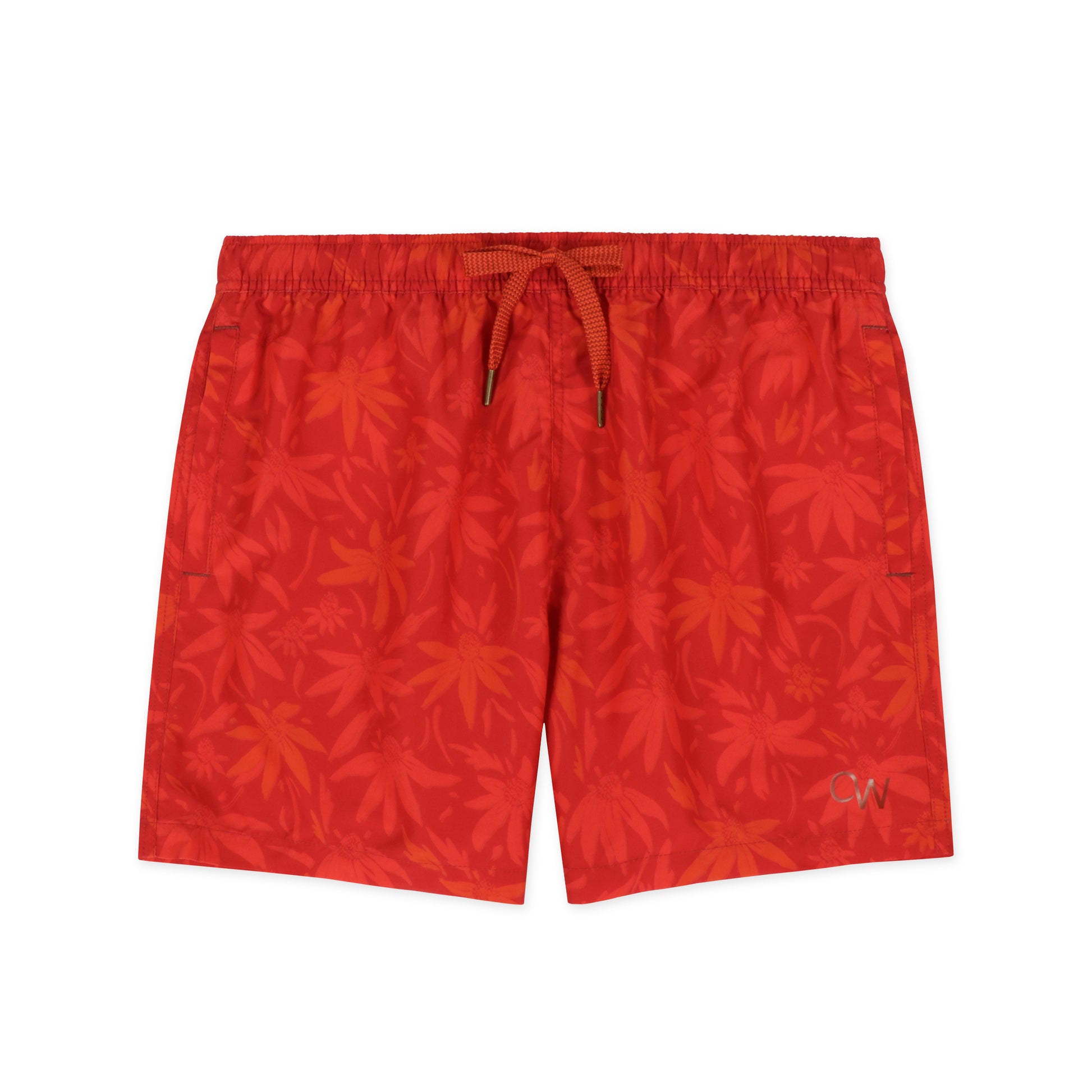 OWSS2210 RED WILD FLOWER PRINT SWIM SHORT RECYCLED POLYESTER