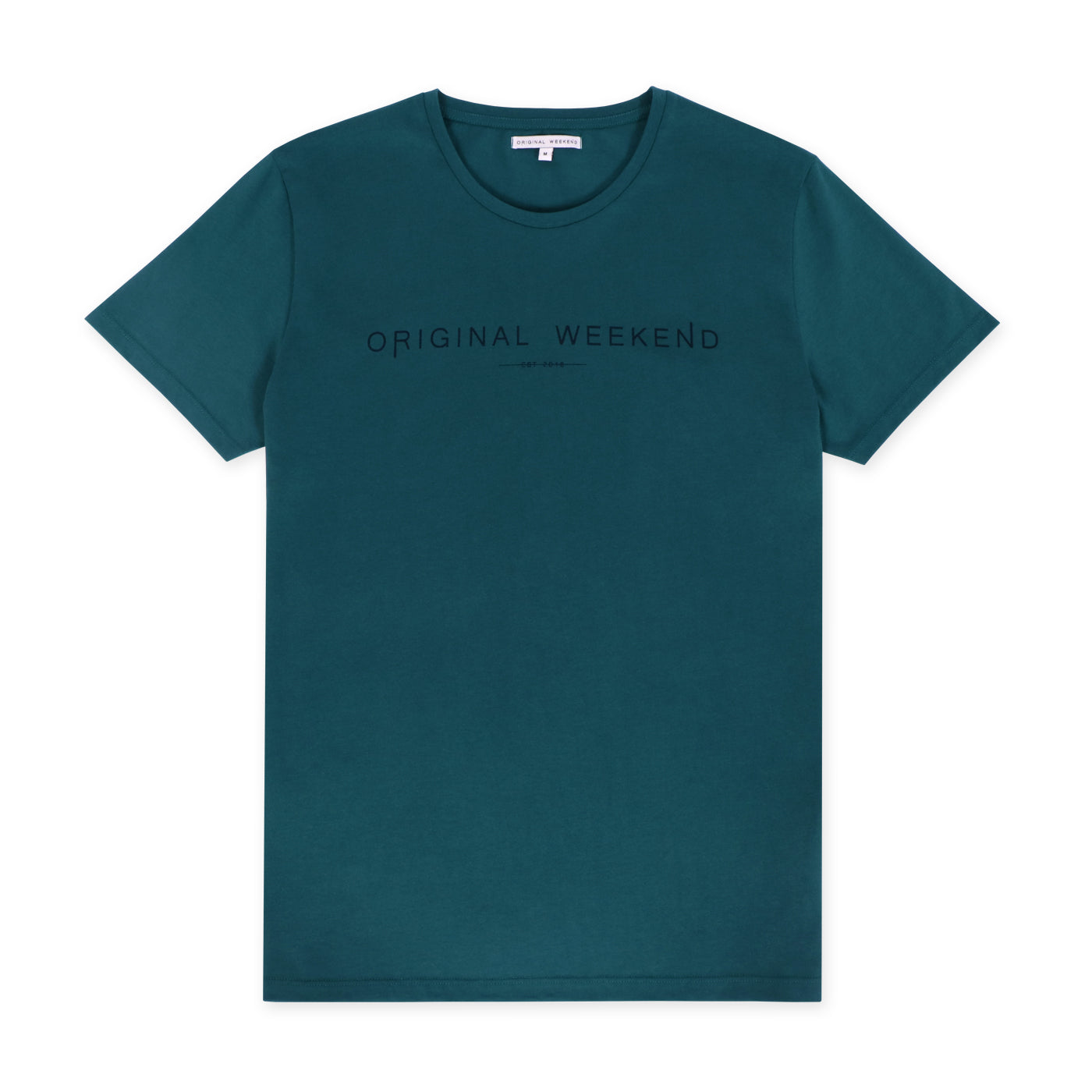 OWTS1802 Atlantic Green men's organic cotton t-shirt with logo print