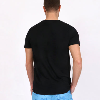OWTS1902 Black Original Weekend men's Beach fit Organic cotton t-shirt on body back view