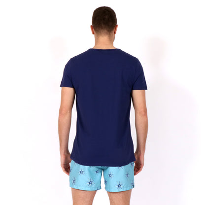 OWSS2001 Midnight Blue Relaxed Fit Beach T-Shirt Back View