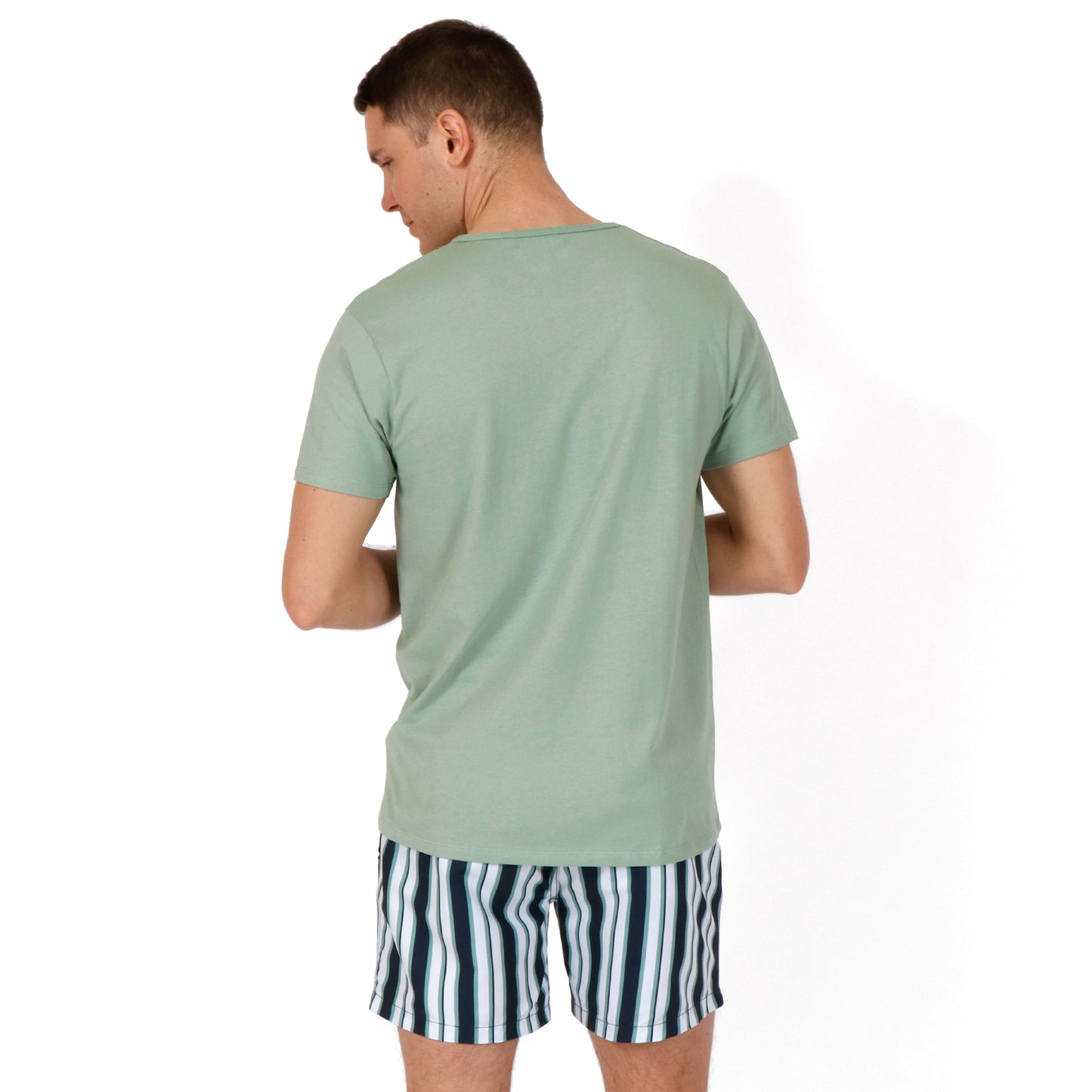 OWTS2101 Moss green Essential Beach T-Shirt  on body back