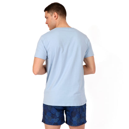 OWTS2101 Steel Fade Blue Essential Beach T-Shirt  on body back